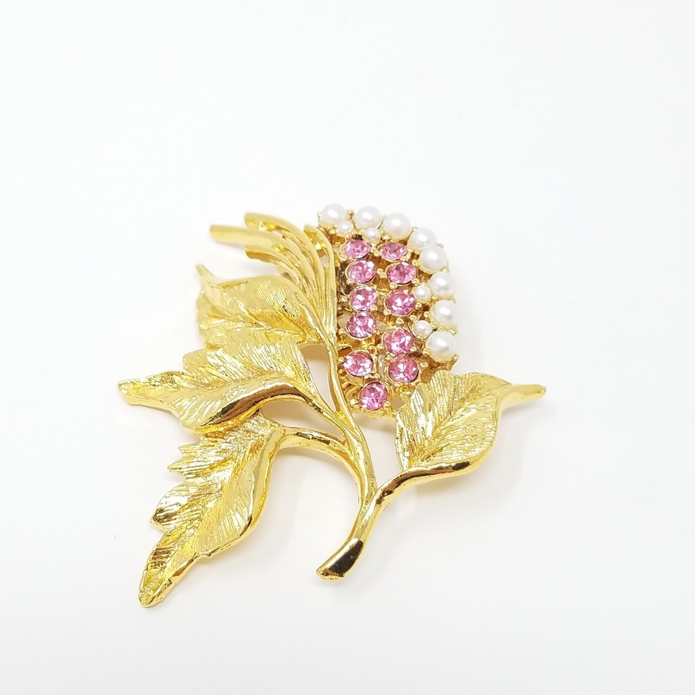 Vtg Gerrys Gold Tone Beaded Brooch Pin Metal 25$